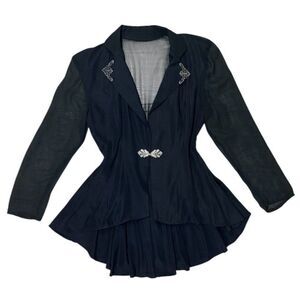 Vintage 80s Addiction Blazer Whimsigoth Sheer Peplum Shirt Fairy Sz Small 90s